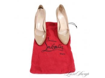 THE ONE EVERYONE WANTS! AUTHENTIC CHRISTIAN LOUBOUTIN CAMEL TAN LEATHER ALMOND TOE PUMPS SHOES 38