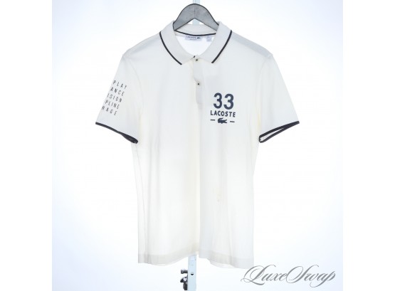 RECENT AND NEAR MINT MENS LACOSTE WHITE #33 BIG ALLIGATOR MESH PIQUE POLO SHIRT 3