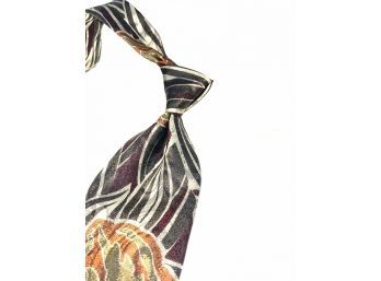 THEYLL ASK WHO MADE IT! ERMENEGILDO ZEGNA MADE IN ITALY WAVY MULTICOLOR SHATTER FLORAL PURE SILK NECKTIE