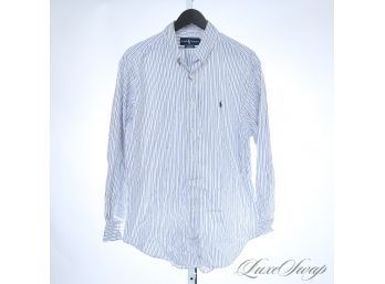 BRAND NEW WITH TAGS MENS POLO RALPH LAUREN WHITE PINSTRIPE CLASSIC FIT BUTTON DOWN SHIRT 16.5