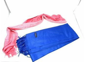 FALL HAS COME!! WOMENS LOT OF WISPY MOSAIC PRINT CHECK SCARF & ROYAL BLUE FRINGE CASHMERE SCARF
