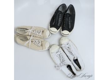 LOT OF 3 MENS SPECIAL EDITION CONVERSE ALL STAR JACK PURCELL BLACK, IVORY AND WHTE LOW SNEAKERS 11