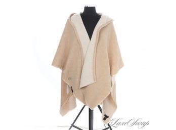 BOHO DREAMS ARE MADE OF THESE : NEAR MINT RAG & BONE MADE IN ITALY DOUBLEFACED WHEAT PONCHO FLANNEL CAPE