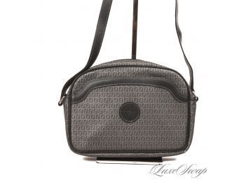 THE STAR OF THE SHOW! GREAT CONDITION VINTAGE FENDI MADE IN ITALY GREY MONOGRAM CASSETTE CROSSBODY BAG