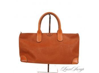 NEAR MINT DAILY PERFECT BRICS WHISKEY BROWN GRAINED LEATHER EAST WEST REINFORCED CORNER BAG