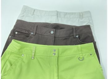 WOMENS LOT OF 3 CHOCOLATE, LIGHT GREEN & CREAM PANTS FROM GG BLUE & EKOLLINS MADE IN ITALY 10 / 46