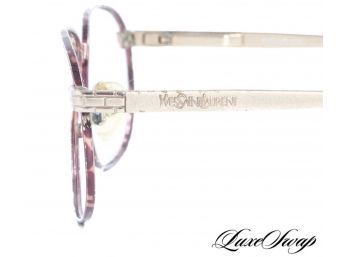 Vintage YSL Yves Saint Laurent 4088 Matte Gold Logo Arm Glasses Frames Italy NR