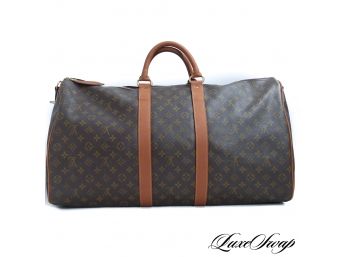 AUTHENTIC AND VIRTUALLY NEW VINTAGE LOUIS VUITTON MONOGRAM CANVAS KEEPALL DUFFLE BAG