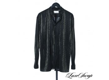 AWESOME VINTAGE PRONTI BLACK & GOLD SHIMMER JACQUARD SHIRT WITH ALLOVER FENDI FF MONOGRAMS