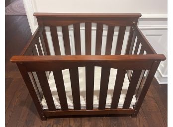 High Quality Brown Wood Baby Crib With Mint Condition Cushions