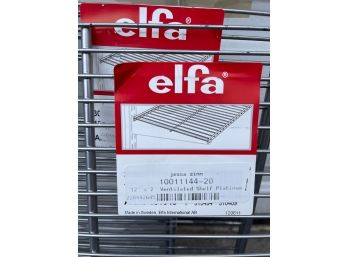 MASSIVE LOT OF BRAND NEW AND NEARLY NEW ELFA MADE IN SWEDEN FLOATING SHELF SYSTEM, WHITE & BLACK MULTIPLE SIZE