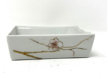 RARE AND VINTAGE ROSENTHAL GERMANY SELB FLORAL ACCENTED WHITE PORCELAIN SMALL OPEN DISH