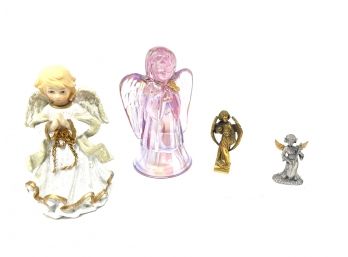 FANTASTIC LOT OF 4 COLLECTIBLE MMA & CAMCO, IRIDESCENT, & SPARKLY YOUTHFUL ANGELS STATUES