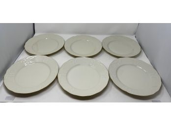 VERY EXPENSIVE LOT OF 6 ROSENTHAL GERMANY FLORAL GATE & BAROQUE FEATHER GOLD ACCENTED PORCELAIN PLATES