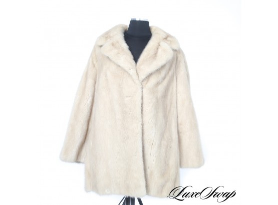 THERESA STALLONE'S EXCEPTIONAL VINTAGE PALE CREAM BLONDE GENUINE MINK CHUBBY COAT!