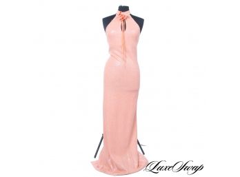 NWT $1700+ ST JOHN EVENING MADE IN USA TANGERINE CRYSTAL SPARKLE KNIT GOWN - STUNNER!