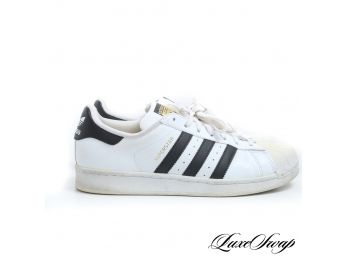 ICONIC ADIDAS WHITE/BLACK STRIPED SUPERSTAR SHELLTOE SNEAKERS