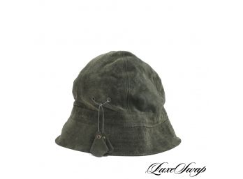 AUTHENTIC J. CREW OLIVE GREEN SUEDE SLOUCHY BUCKET HAT FALL ESSENTIAL LADIES!