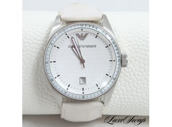 AUTHENTIC EMPORIO ARMANI AR-0525 WHITE SILVER WATCH WITH DATE FUNCTION