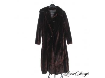 STUNNING VINTAGE CHRISTIE BROTHERS NY SHEARED MINK GENUINE FUR CHESTNUT BROWN LONG COAT