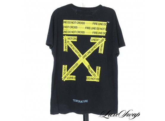 IN THE STYLE OF OFF MENS BLACK CAUTION TAPE LOGO X BACK TEE #2200 Auctionninja.com