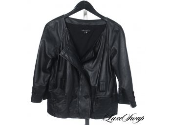 GORGEOUS THEORY MADE IN ITALY BLACK NAPPA LEATHER UNSTRUCTURED JACKET