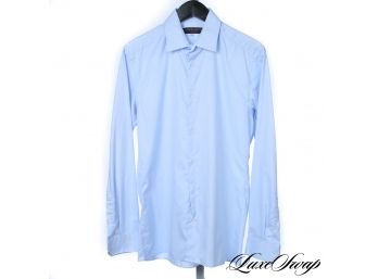 LNWOT AUTHENTIC LOUIS VUITTON SOLID BABY BLUE SPREAD COLLAR SHIRT 40