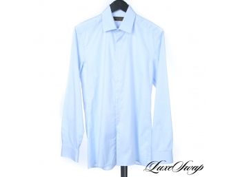 LNWOT AUTHENTIC LOUIS VUITTON SOLID BABY BLUE SPREAD COLLAR SHIRT 39