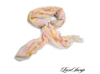 NWT $500+ VERSACE COUTURE MADE IN ITALY CASHMERE BLEND PINK GOLD BAROCCO WRAP SHAWL SCARF