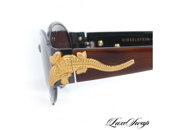 RARE, EXPENSIVE, AUTHENTIC, AND LIKE NEW BARRY KIESELSTEIN CORD MADE IN JAPAN KAYCEE GOLD ALLIGATOR SUNGLASSES