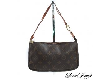 AUTHENTIC AND COVETED! LOUIS VUITTON BROWN MONOGRAM CANVAS POCHETTE BAG SD 0090