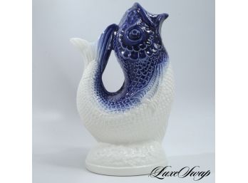 START HOLIDAY SHOPPING! AUTHENTIC OSCAR DE LA RENTA MADE IN PORTUGAL BLUE WHITE FISH WATER JUG