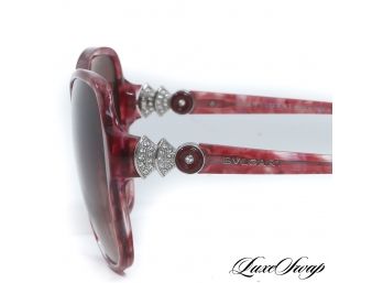 AUTHENTIC AND GORGEOUS BVLGARI MADE IN ITALY 8137-B MOTTLED BERRY DIAMONTE CRYSTAL ARM SUNGLASSES