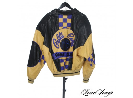 OOOOH YES : VINTAGE 1990S / 00S MARC BUCHANAN PELLE PELLE BLACK AND GOLD NAPPPA LEATHER SODA CLUB JACKET
