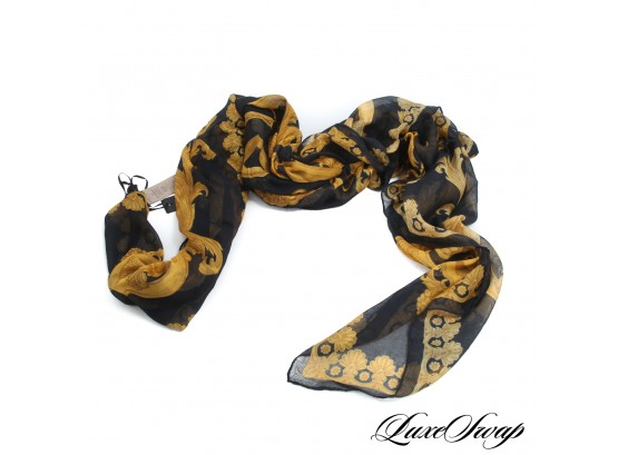 START HOLIDAY SHOPPING! BRAND NEW VERSACE MADE IN ITALY BLACK GOLD BAROCCO BIG 54' CASHMERE BLEND MEDUSA SHAWL
