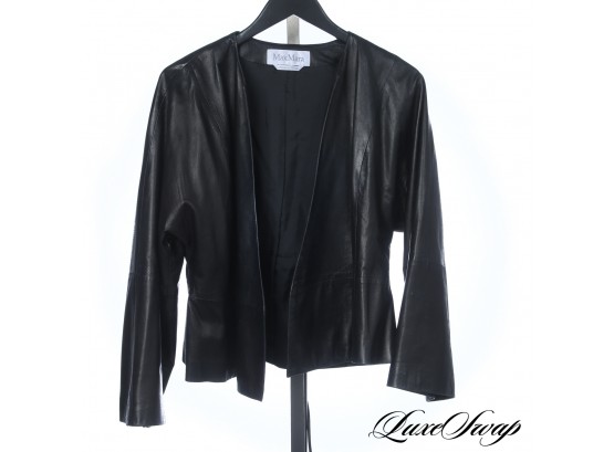 BUTTER SOFT : MAX MARA MADE IN ITALY BLACK NAPPA LEATHER UNSTRUCTURED SWING COAT