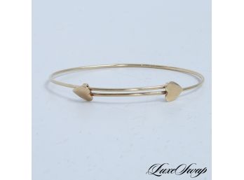 AN EXCEPTIONAL SOLID 18K YELLOW GOLD MADE IN ITALY DOUBLE HEART LOVE BRACELET 5.3 GRAMS