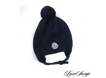 START HOLIDAY SHOPPING! AUTHENTIC MONCLER MADE IN ITALY ENFANT NAVY KNITTED WOOL CAP XXS
