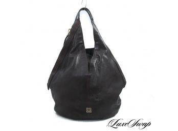 LIKE NEW AUTHENTIC GIVENCHY PARIS 'TINHAN' TUMBLED BROWN LAMBSKIN LEATHER HANDBAG