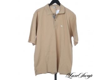 START HOLIDAY SHOPPING! NWT AUTHENTIC BURBERRY LONDON MENS TRENCH TAN PIQUE PRORSUM KNIGHT LOGO POLO SHIRT