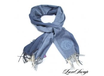 START HOLIDAY SHOPPING! BRAND NEW VERSACE MADE IN ITALY TRIPLE BLUE FLANNEL MEDUSA COIN SCARF
