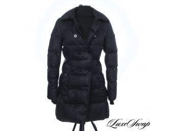 GET READY FOR THE CHILL - THEORY LYNELLE MECHANICAL BLACK GOOSE DOWN FILLED QUILTED DUVET COAT