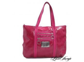 THE MODERN WOMAN : AUTHENTIC AND RECENT COACH HOT PINK CRINKLED PATENT LEATHER LARGE TOTE BAG