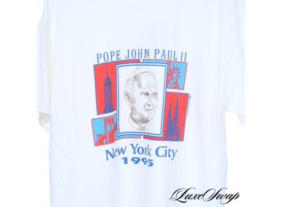 VINTAGE 1990S 1995 POPE JOHN PAUL II NEW YORK CITY TOUR SINGLE STITCH TEE SHIRT