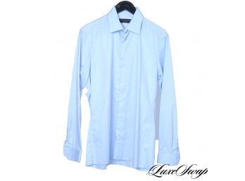 AUTHENTIC LOUIS VUITTON MENS SKY BLUE SPREAD COLLAR DRESS SHIRT 40 (15.75)