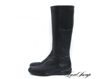 WHY PAY RETAIL? AUTHENTIC PRADA LINEA ROSSA MADE IN ITALY BLACK NAPPA LEATHER SIDE ZIP BOOTS 37