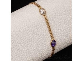ONE INCREDIBLE TESTED 14K YELLOW GOLD BRACELET WITH 4 SEMIPRECIOUS STONES