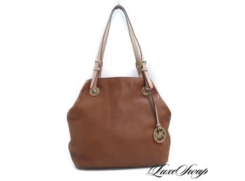 REALLY ATTRACTIVE AND EXCELLENT CONDITION MICHAEL KORS VICUNA BROWN TUMBLED SOFT DEERSKIN LEATHER  SATCHEL BAG