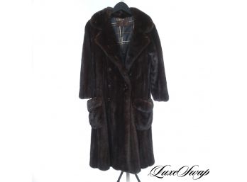 THIS IS A REALLY GOOD ONE : MAHOGANY GENUINE MINK FUR UNSTRUCTURED LONG COAT W PATCH POCKETS, SOFT AND SUPPLE
