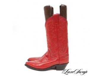 EXPENSIVE AND LIKE NEW : JUSTIN FIRE ENGINE RED LEATHER L4905 WOMENS COWBOY BOOTS 6.5